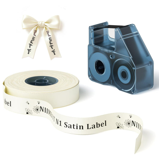 NIIMBOT N1 Bluetooth Satin Ribbon & Label Printer Kit Includes Both Sets -Beige